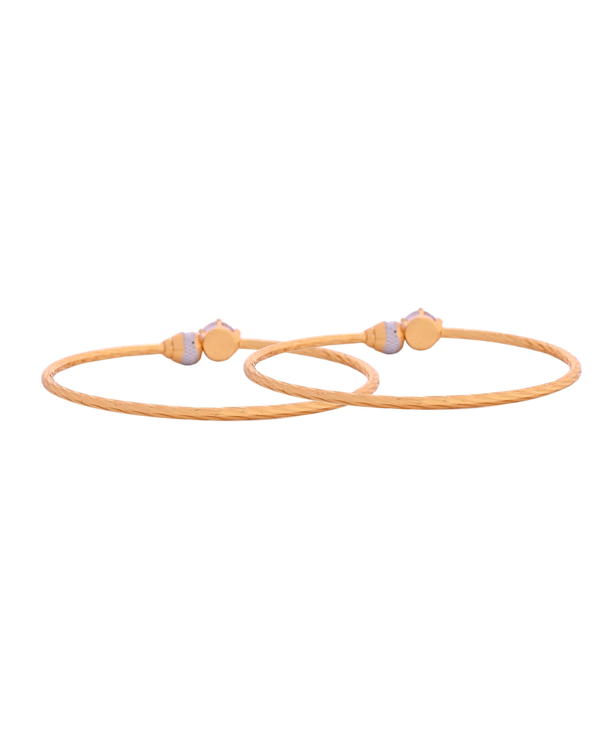 VOJ Set Of 2 Gold Polished Stone-Studded Bangles | Grocsy