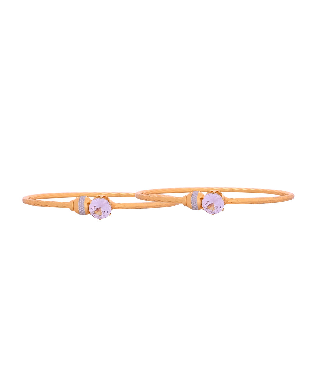 VOJ Set Of 2 Gold Polished Stone-Studded Bangles | Grocsy