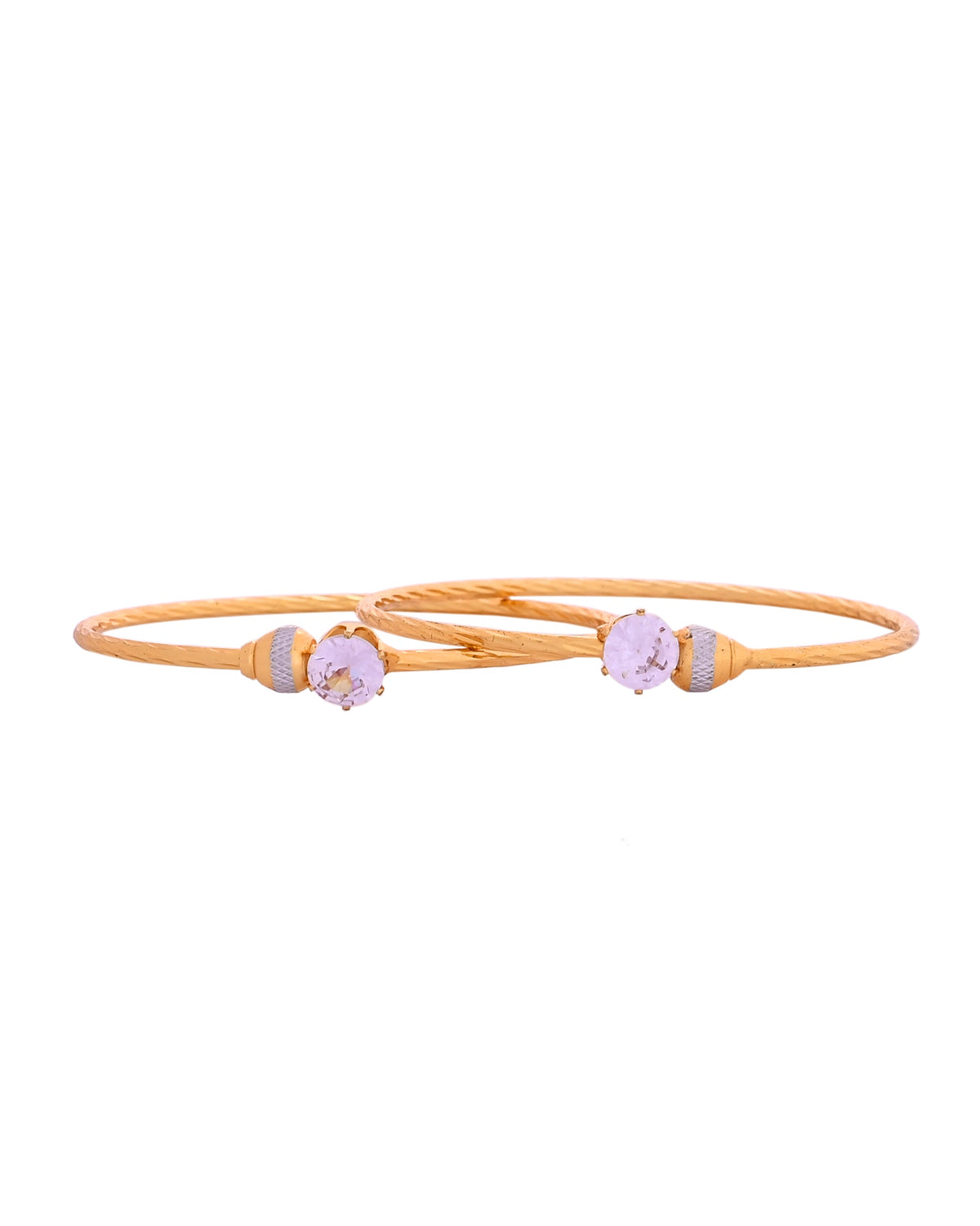 VOJ Set Of 2 Gold Polished Stone-Studded Bangles | Grocsy