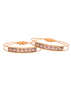 VOJ Set Of 2 Gold Polished Stone Studded Bangles | Grocsy