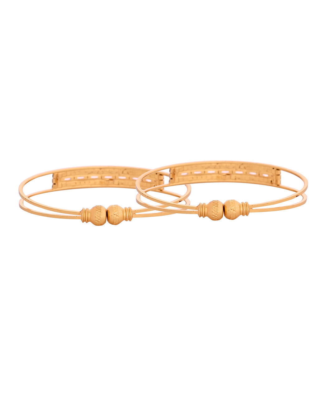 VOJ Set Of 2 Gold Polished Stone Studded Bangles | Grocsy