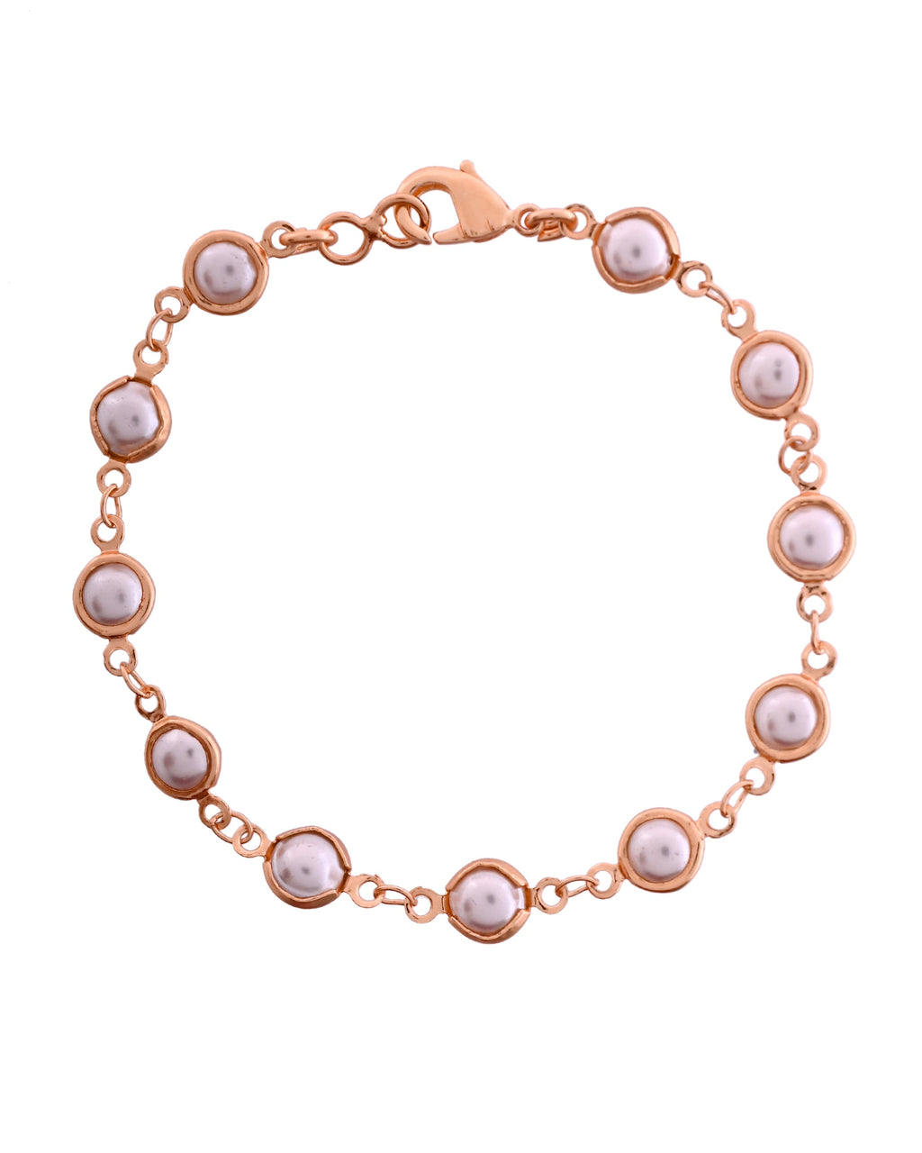 VOJ Rose Gold Polished Pearl Studded Bracelet | Grocsy