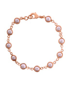 VOJ Rose Gold Polished Pearl Studded Bracelet | Grocsy