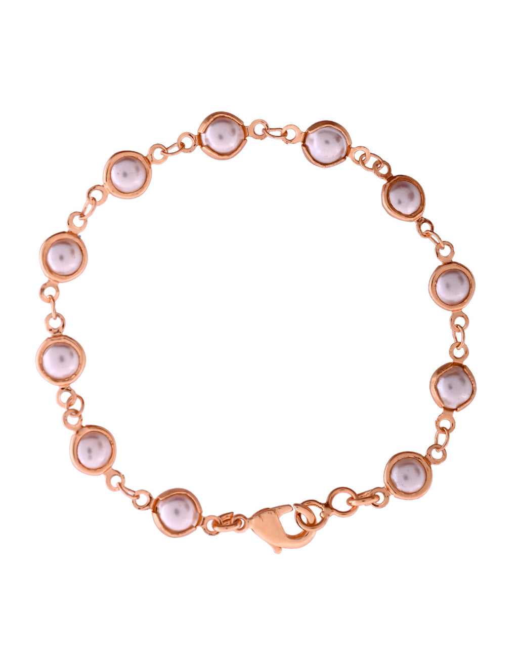 VOJ Rose Gold Polished Pearl Studded Bracelet | Grocsy