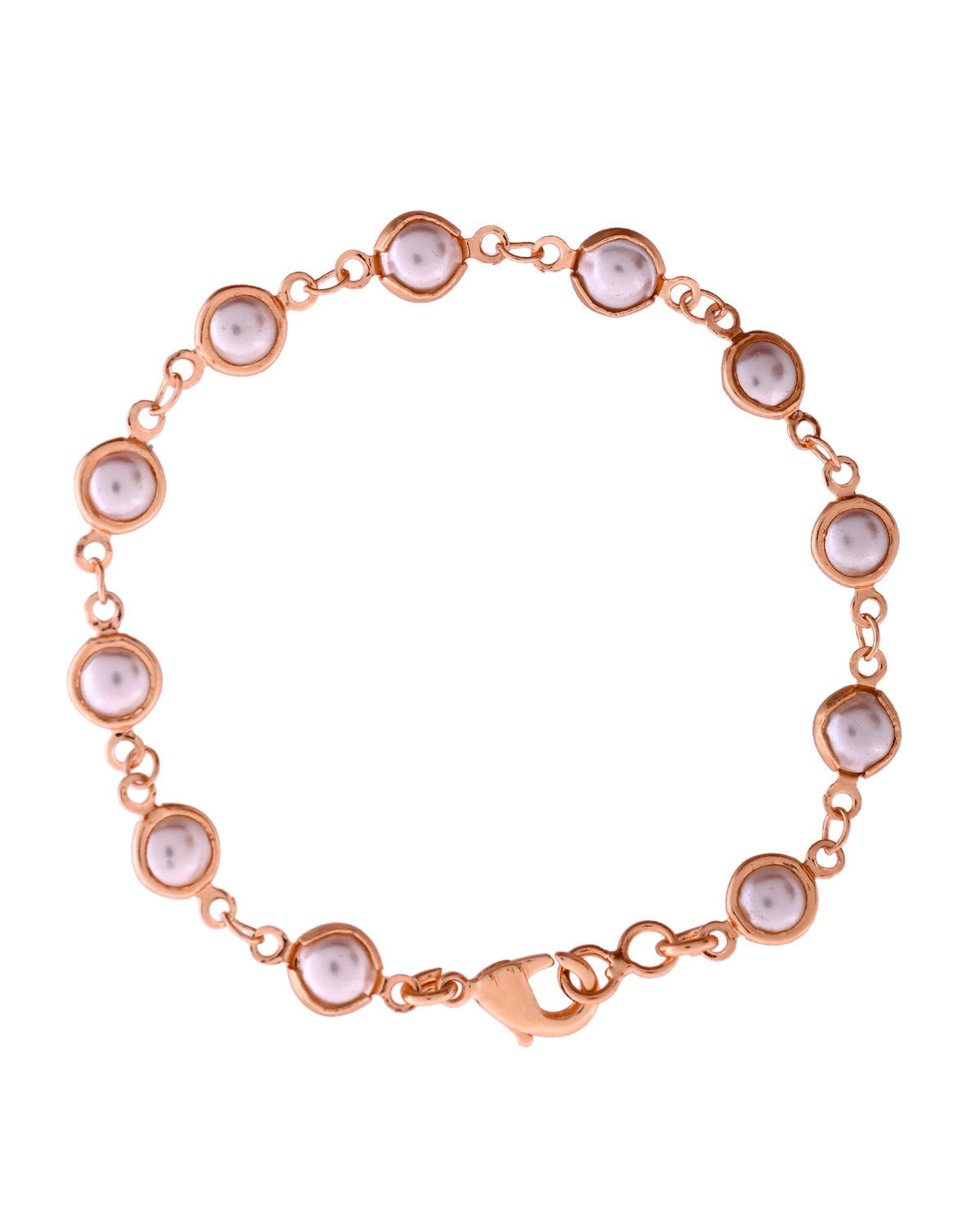 VOJ Rose Gold Polished Pearl Studded Bracelet | Grocsy