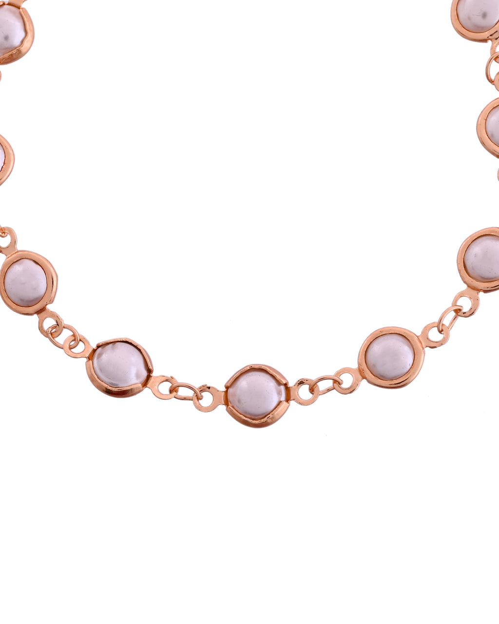 VOJ Rose Gold Polished Pearl Studded Bracelet | Grocsy