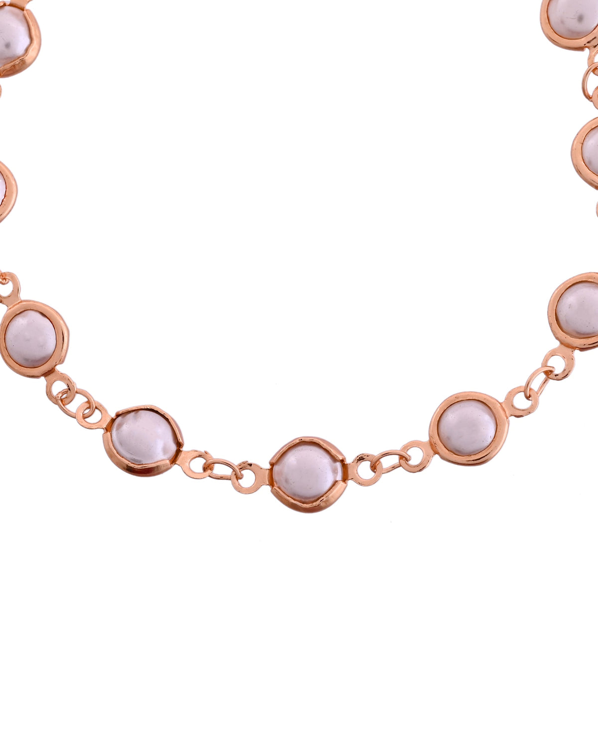 VOJ Rose Gold Polished Pearl Studded Bracelet | Grocsy