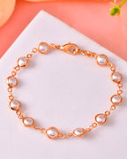 VOJ Rose Gold Polished Pearl Studded Bracelet | Grocsy