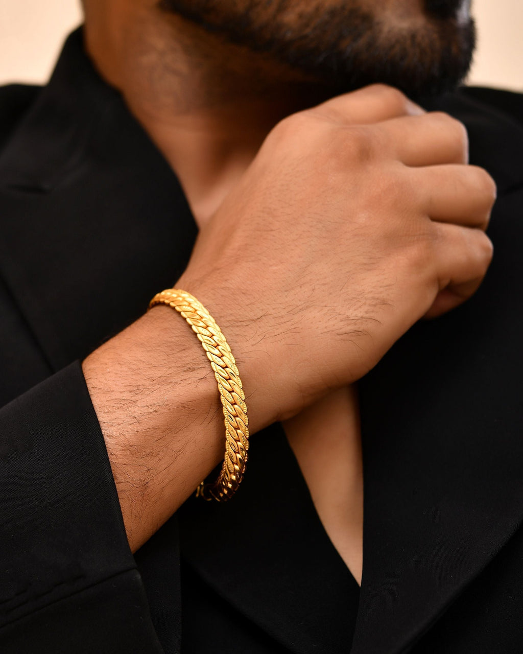 VOJ Gold Polished HandCrafted linked Bracelet | Grocsy