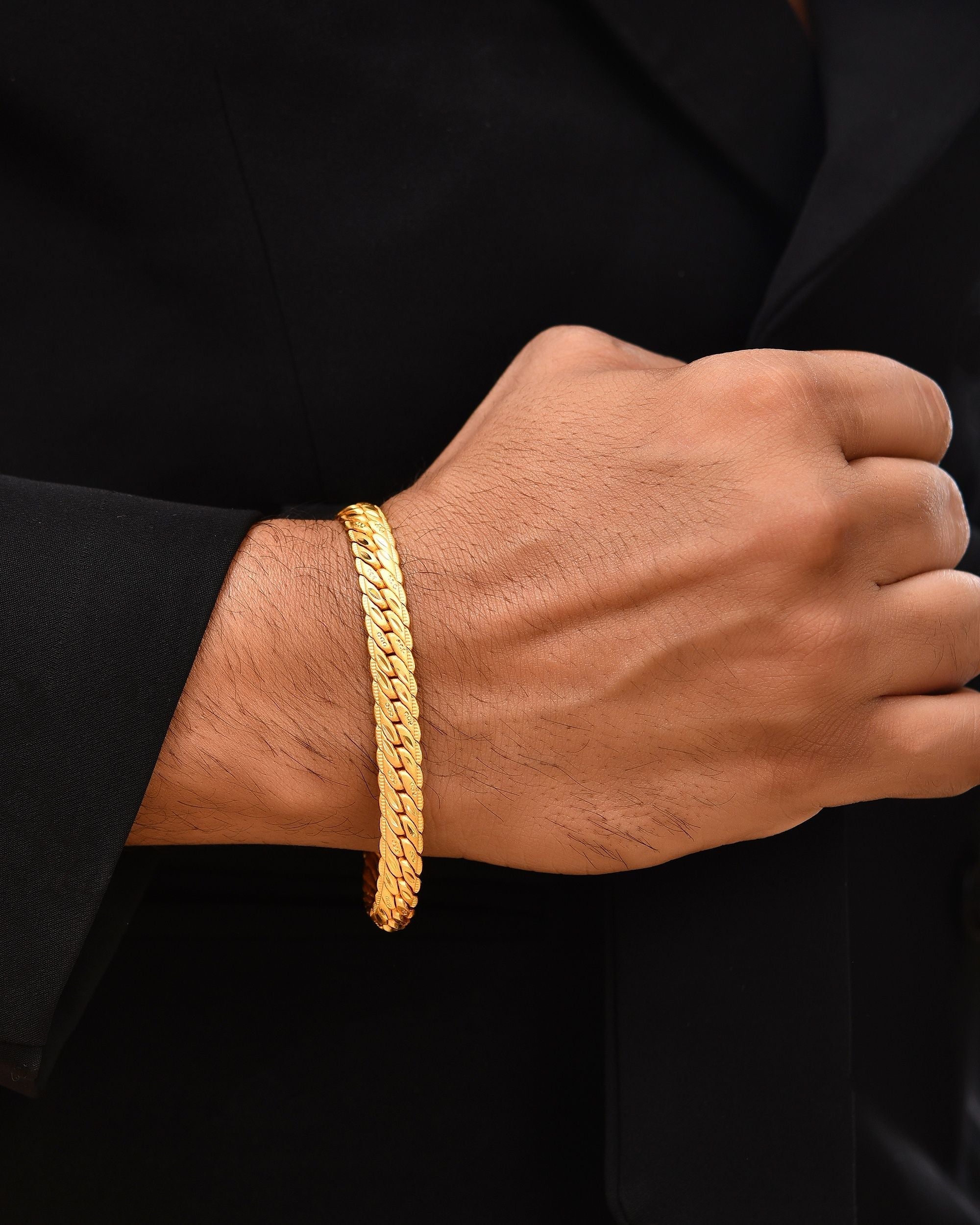 VOJ Gold Polished HandCrafted linked Bracelet | Grocsy