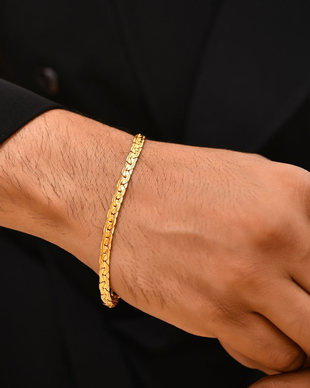 VOJ Gold Polished Designer Handcrafted Bracelet | Grocsy