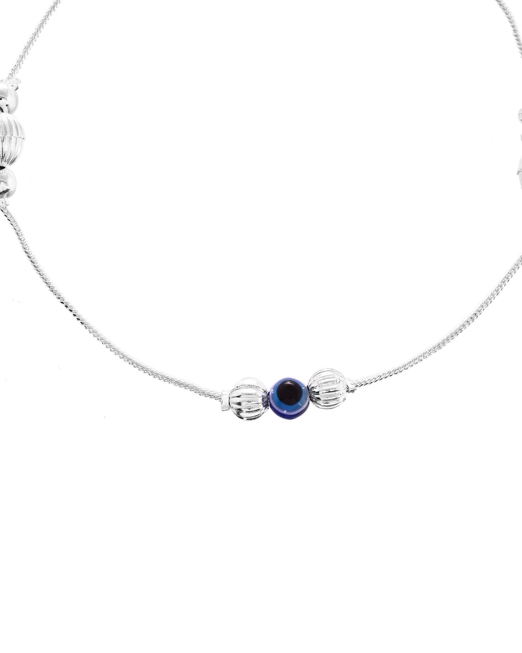 VOJ Set of 2 Silver Plated Handcrafted Evil Eye Anklet | Grocsy
