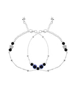 VOJ Set of 2 Silver Plated Evil Eye Beaded Anklet | Grocsy