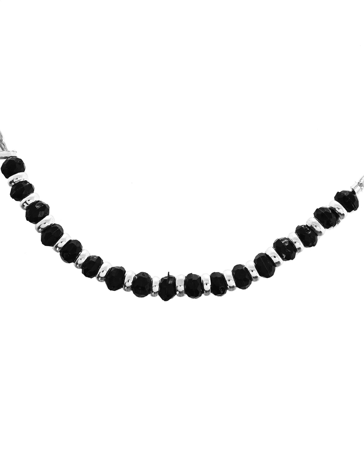 VOJ Set Of 2 Silver-Plated Artificial Beads Stainless Steel Anklet | Grocsy