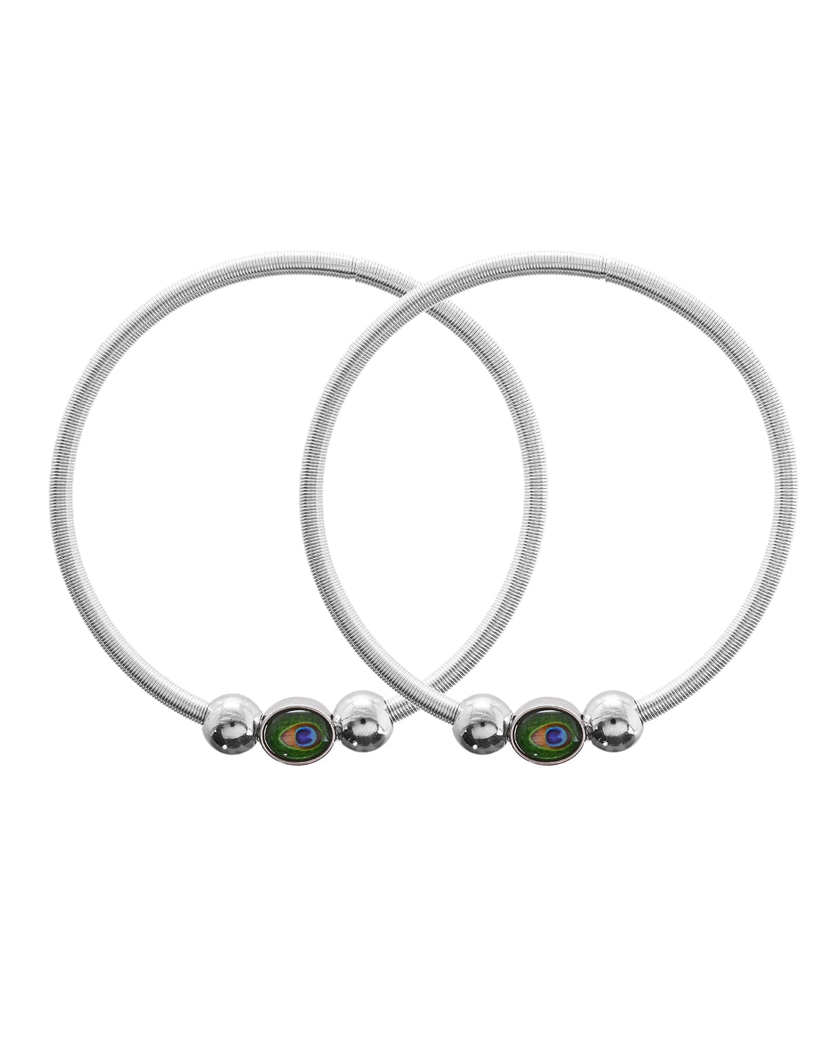 VOJ Set of 2 Silver Plated Elasticated Evil Eye Anklet | Grocsy