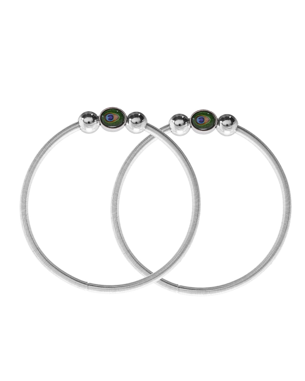 VOJ Set of 2 Silver Plated Elasticated Evil Eye Anklet | Grocsy