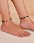 VOJ Set of 2 Silver Plated Artificial Beads Studded Anklet | Grocsy