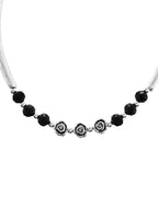 VOJ Set of 2 Silver Plated Black Artificial Beads Studded Anklet | Grocsy