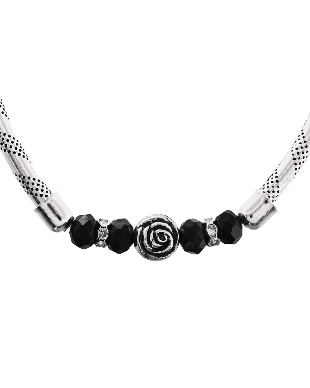 VOJ Set of 2 Silver Tone Stainless Steel Artificial Beads Elasticated Anklet | Grocsy