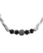 VOJ Set of 2 Silver Tone Stainless Steel Artificial Beads Elasticated Anklet | Grocsy