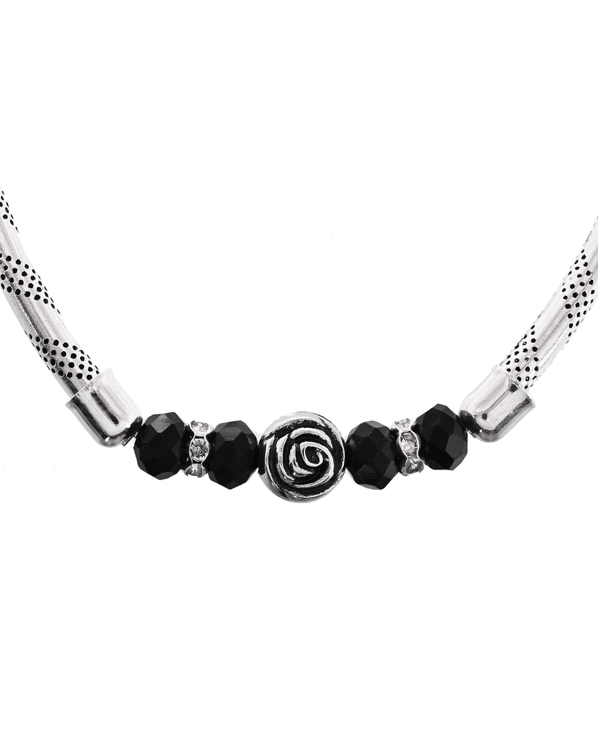 VOJ Set of 2 Silver Tone Stainless Steel Artificial Beads Elasticated Anklet | Grocsy