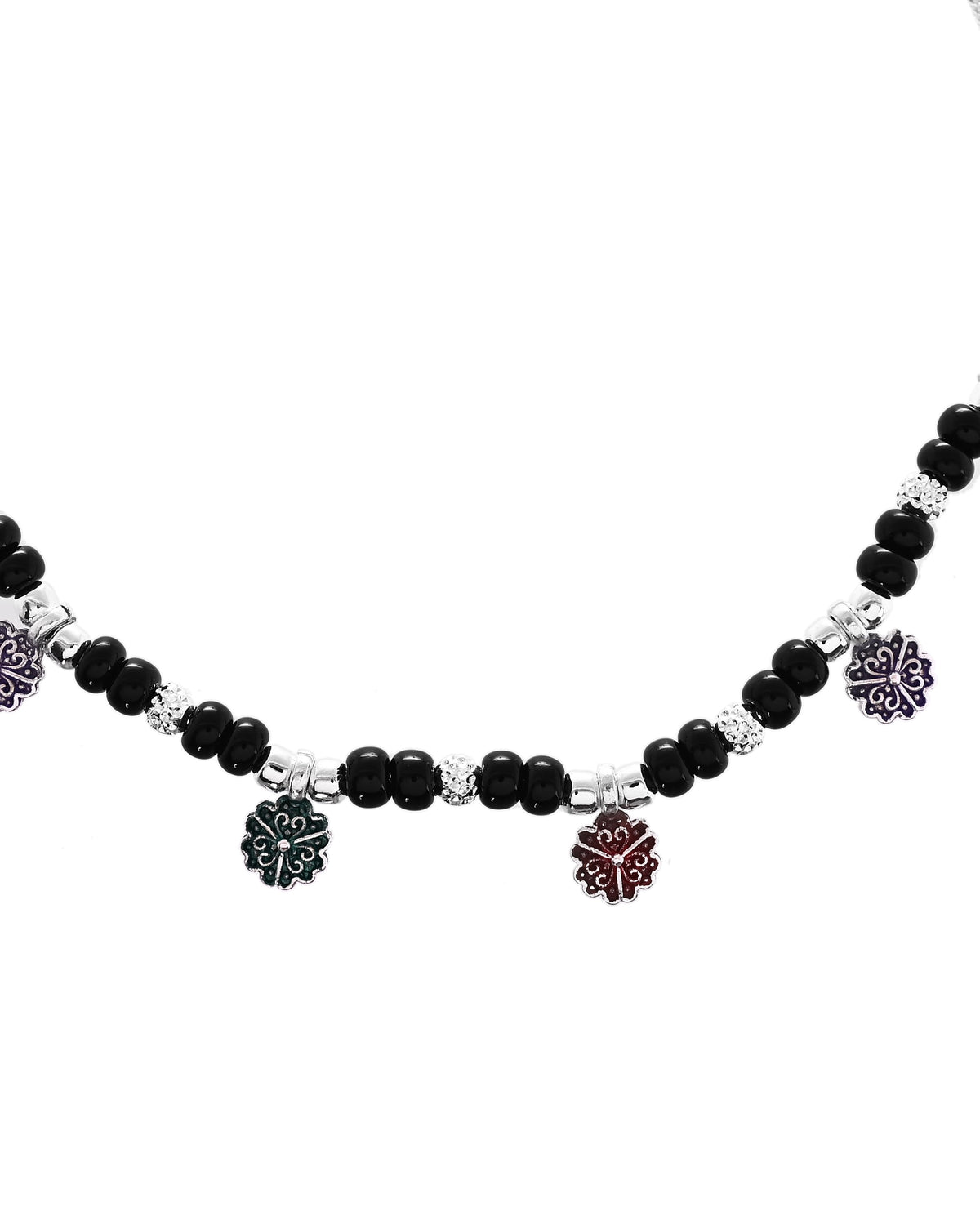 VOJ Set of 2 Stainless Steel Artificial Beads Anklet | Grocsy