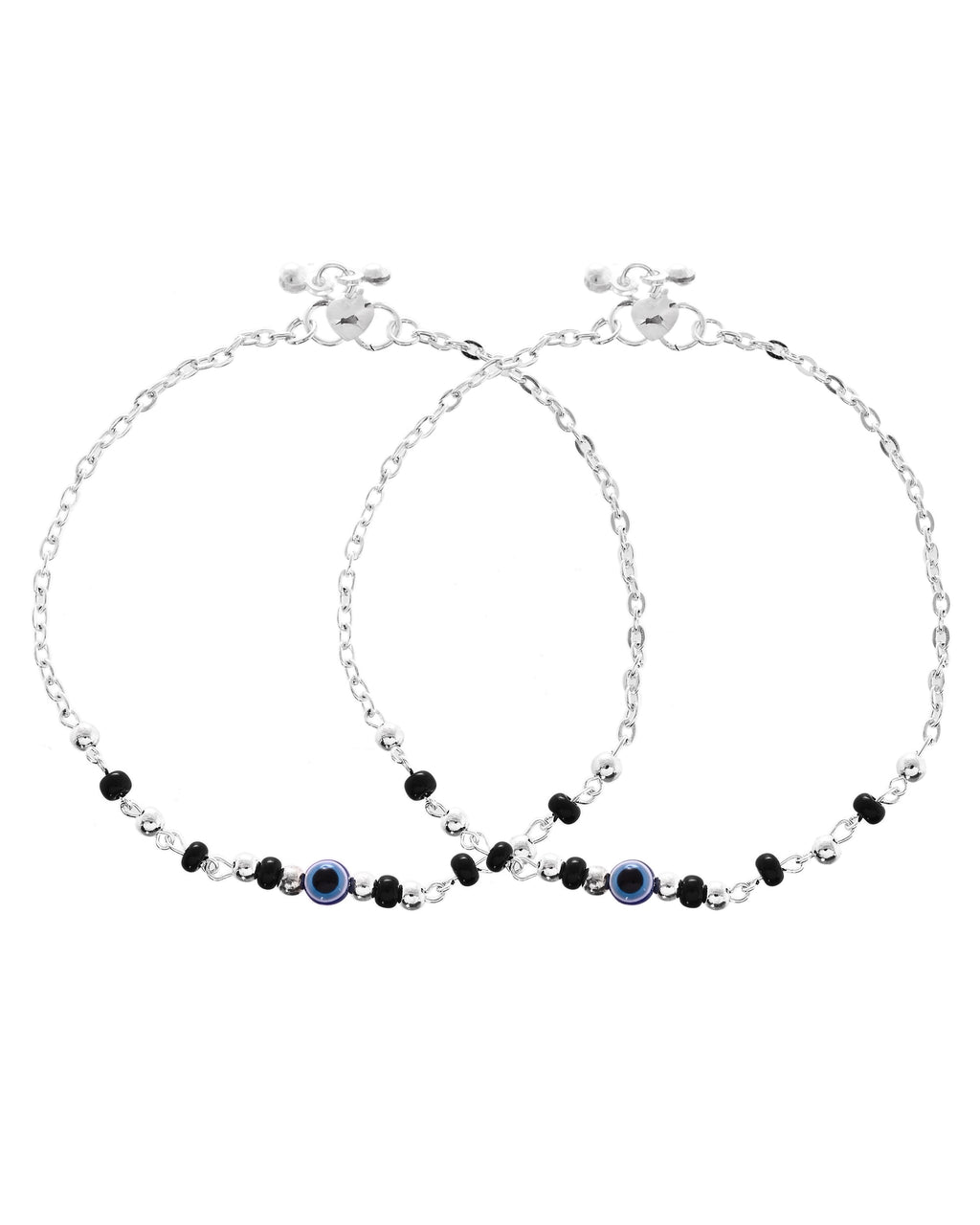 VOJ Set of 2 Stainless Steel Evil Eye Anklet | Grocsy