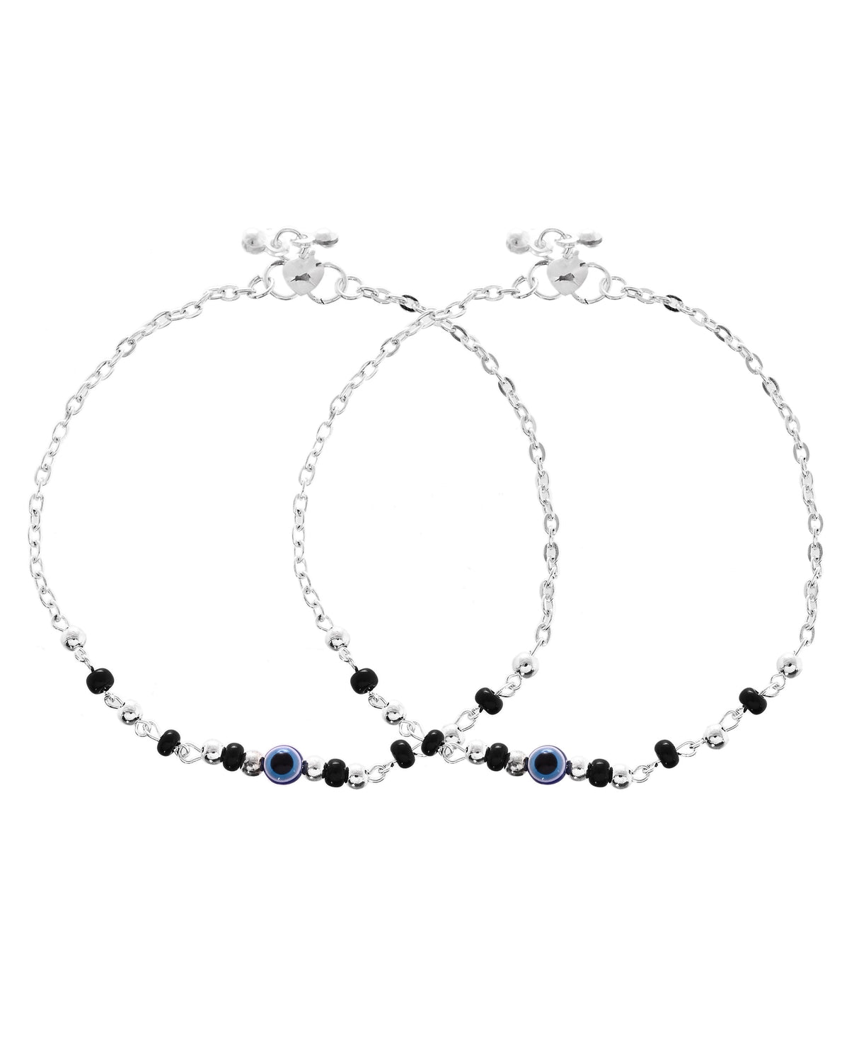 VOJ Set of 2 Stainless Steel Evil Eye Anklet | Grocsy