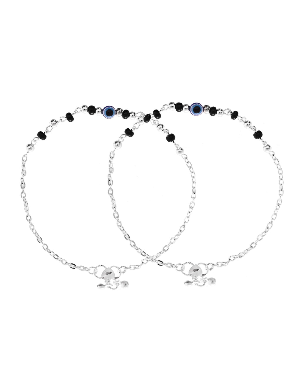 VOJ Set of 2 Stainless Steel Evil Eye Anklet | Grocsy