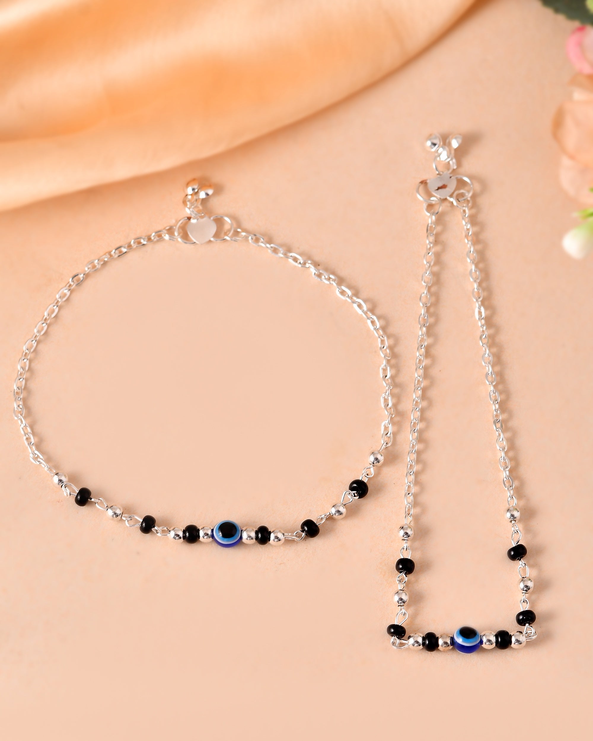 VOJ Set of 2 Stainless Steel Evil Eye Anklet | Grocsy