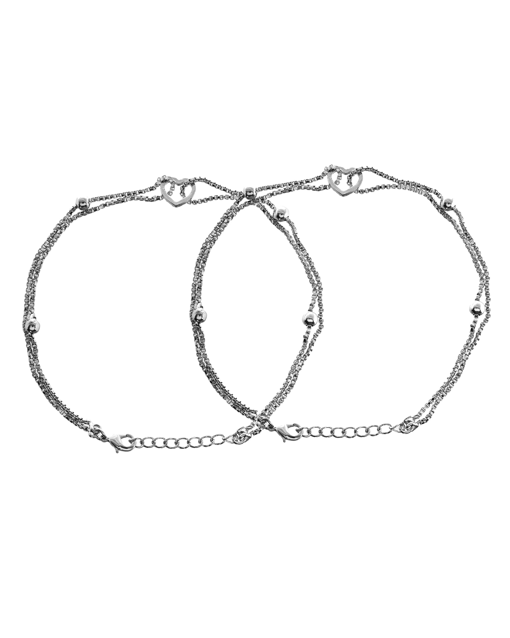 VOJ Set of 2 Stainless Steel Handcrafted Anklet | Grocsy