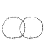 VOJ Set of 2 Stainless Steel Handcrafted Anklet | Grocsy