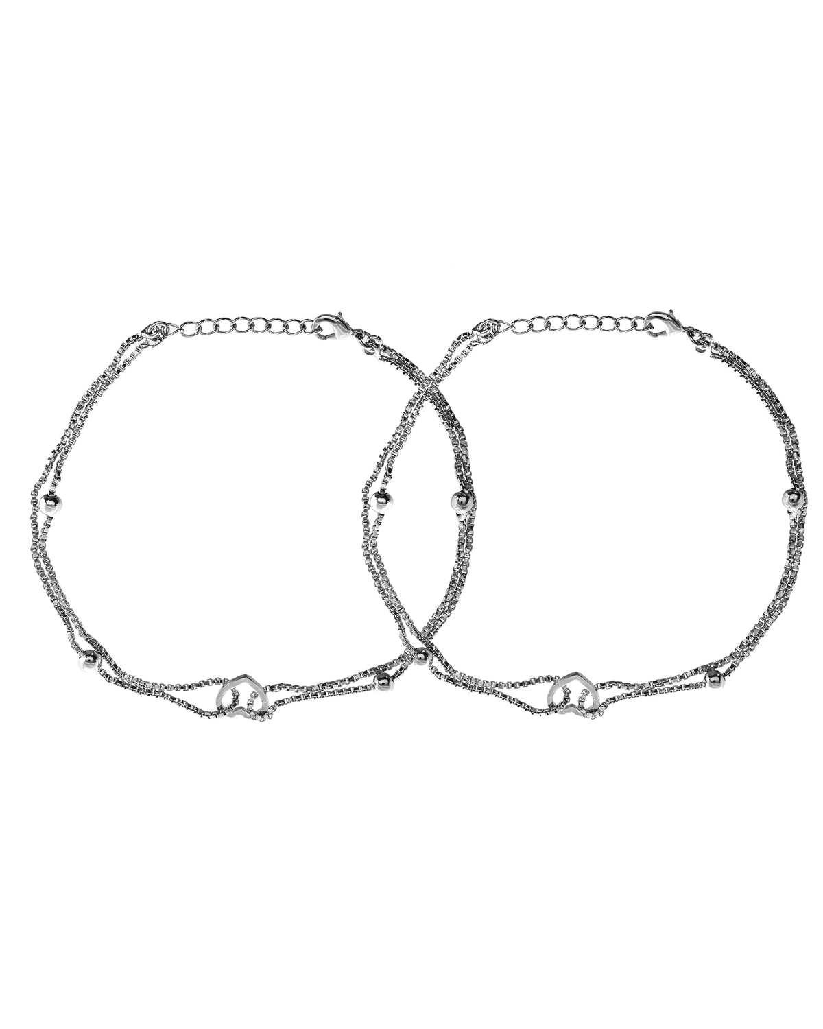VOJ Set of 2 Stainless Steel Handcrafted Anklet | Grocsy