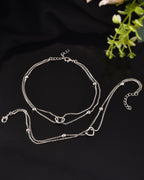 VOJ Set of 2 Stainless Steel Handcrafted Anklet | Grocsy
