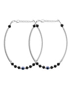 VOJ Set of 2 Evil Eye Bead Studded Stainless Steel Anklet | Grocsy