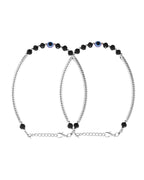 VOJ Set of 2 Evil Eye Bead Studded Stainless Steel Anklet | Grocsy