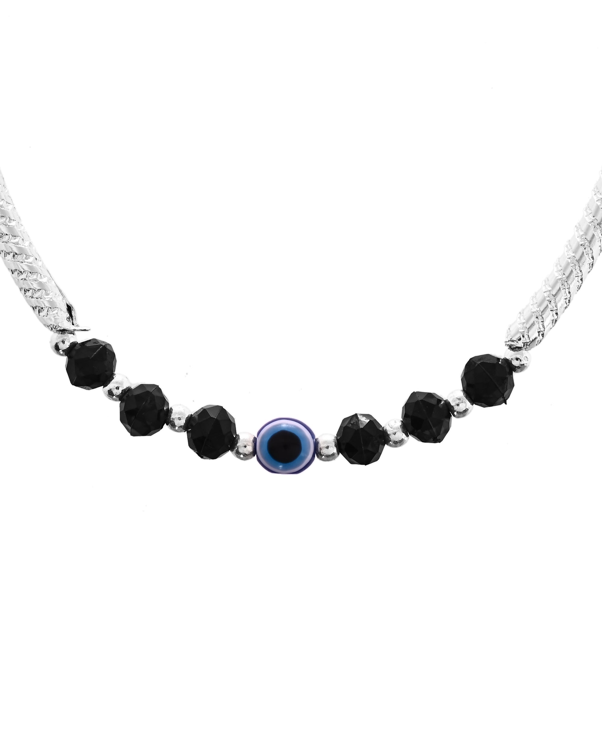 VOJ Set of 2 Evil Eye Bead Studded Stainless Steel Anklet | Grocsy