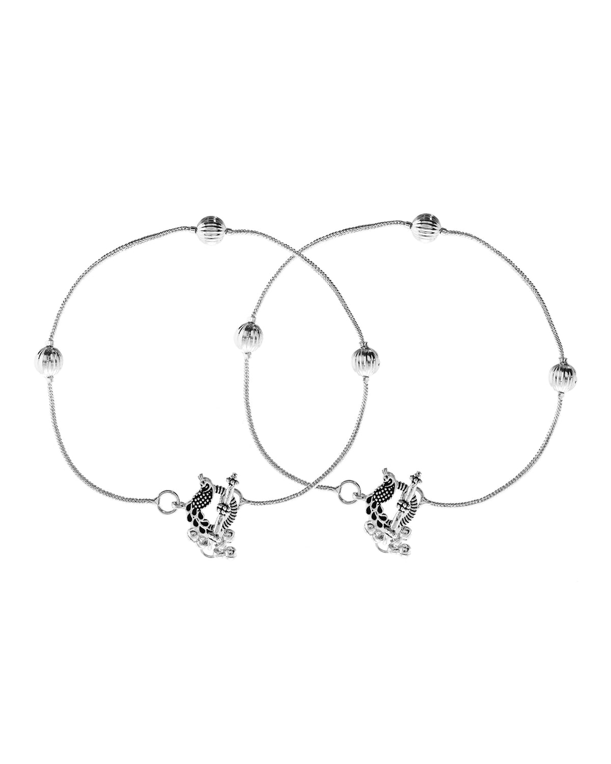 VOJ Set of 2 Stainless Steel Designer Anklet | Grocsy