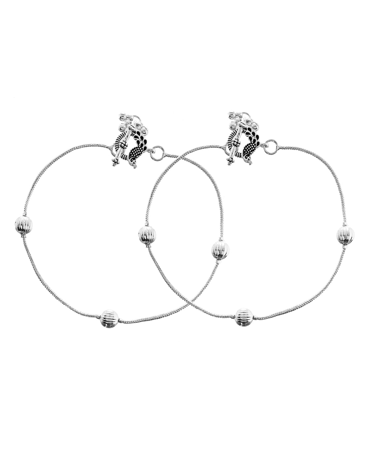 VOJ Set of 2 Stainless Steel Designer Anklet | Grocsy