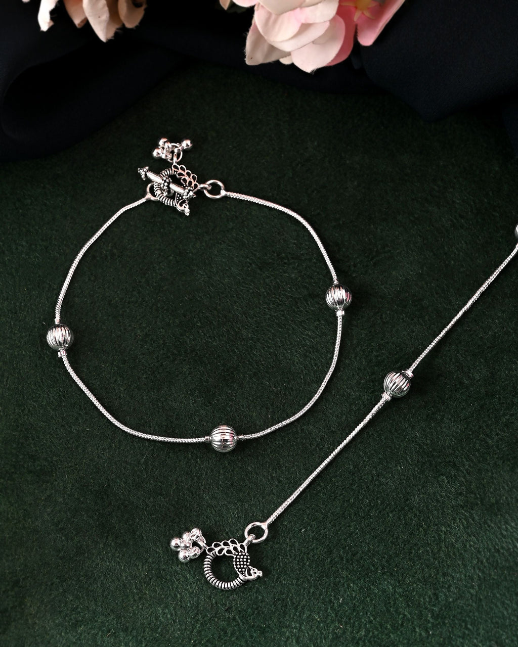 VOJ Set of 2 Stainless Steel Designer Anklet | Grocsy