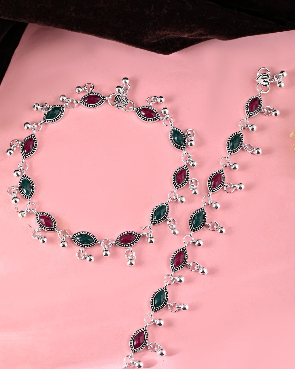 VOJ Set of 2 Stone Studded Designer Anklet | Grocsy