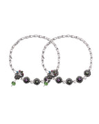 VOJ Set of 2 Handcrafted Stone Studded oxidized Anklet | Grocsy