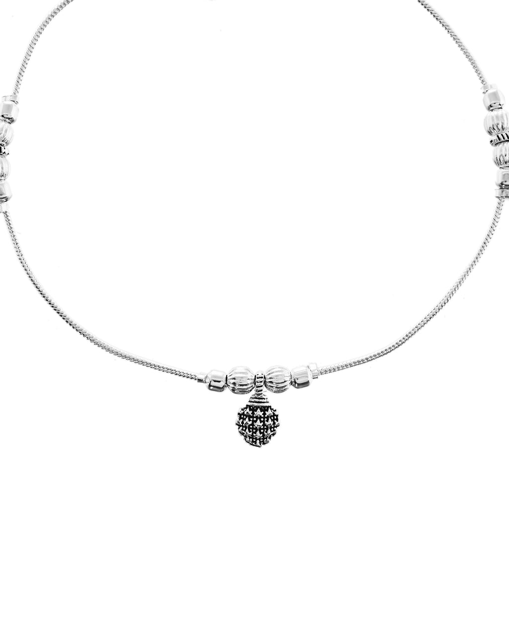 VOJ Set of 2 Silver Plated Leaf Designed Anklet | Grocsy