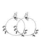 VOJ Set of 2 Silver Toned Leaf Designed Handcrafted Anklet | Grocsy