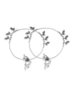 VOJ Set of 2 Silver Toned Leaf Designed Handcrafted Anklet | Grocsy