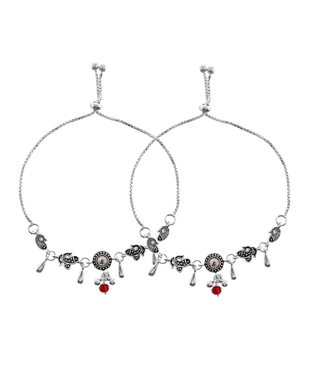 VOJ Set of 2 Silver Toned Fish Designed Anklet | Grocsy