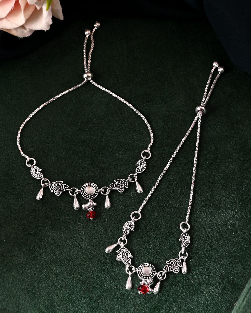 VOJ Set of 2 Silver Toned Fish Designed Anklet | Grocsy