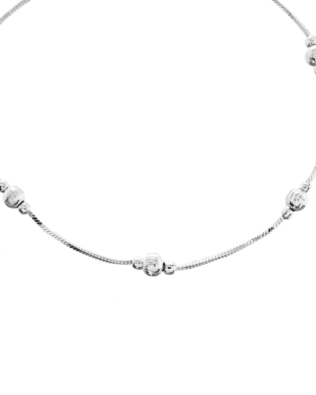VOJ Set of 2 Silver Toned Handcrafted Designer Anklet | Grocsy