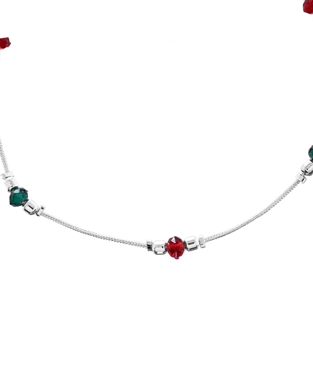 VOJ Set of 2 Silver Toned Handcrafted Artificial Beads Designer Anklet | Grocsy