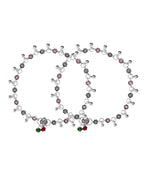 VOJ Set of 2 Silver Plated Floral Designed Meenakari Anklet | Grocsy